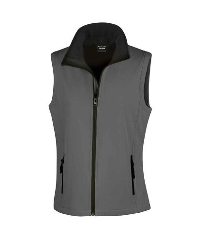 Womens/ladies core printable soft shell bodywarmer charcoal/black Result