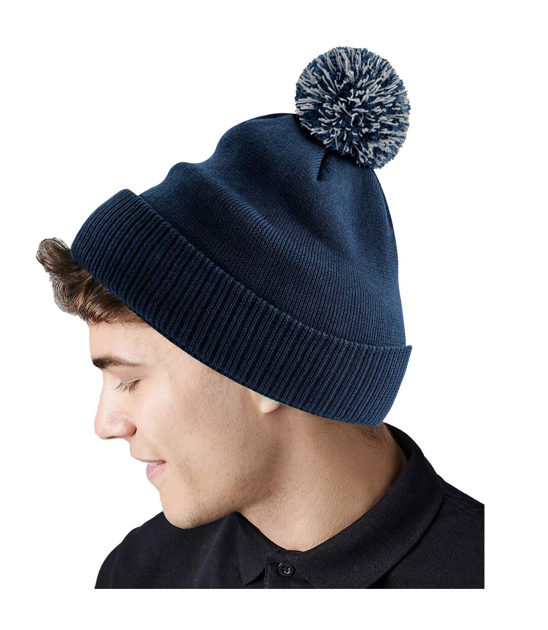 Snowstar Two Tone Recycled Beanie French Navy Light Grey Beechfield-1