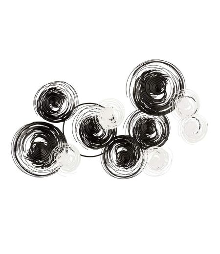 Décoration Murale Cercles Métal 140cm Noir & Blanc
