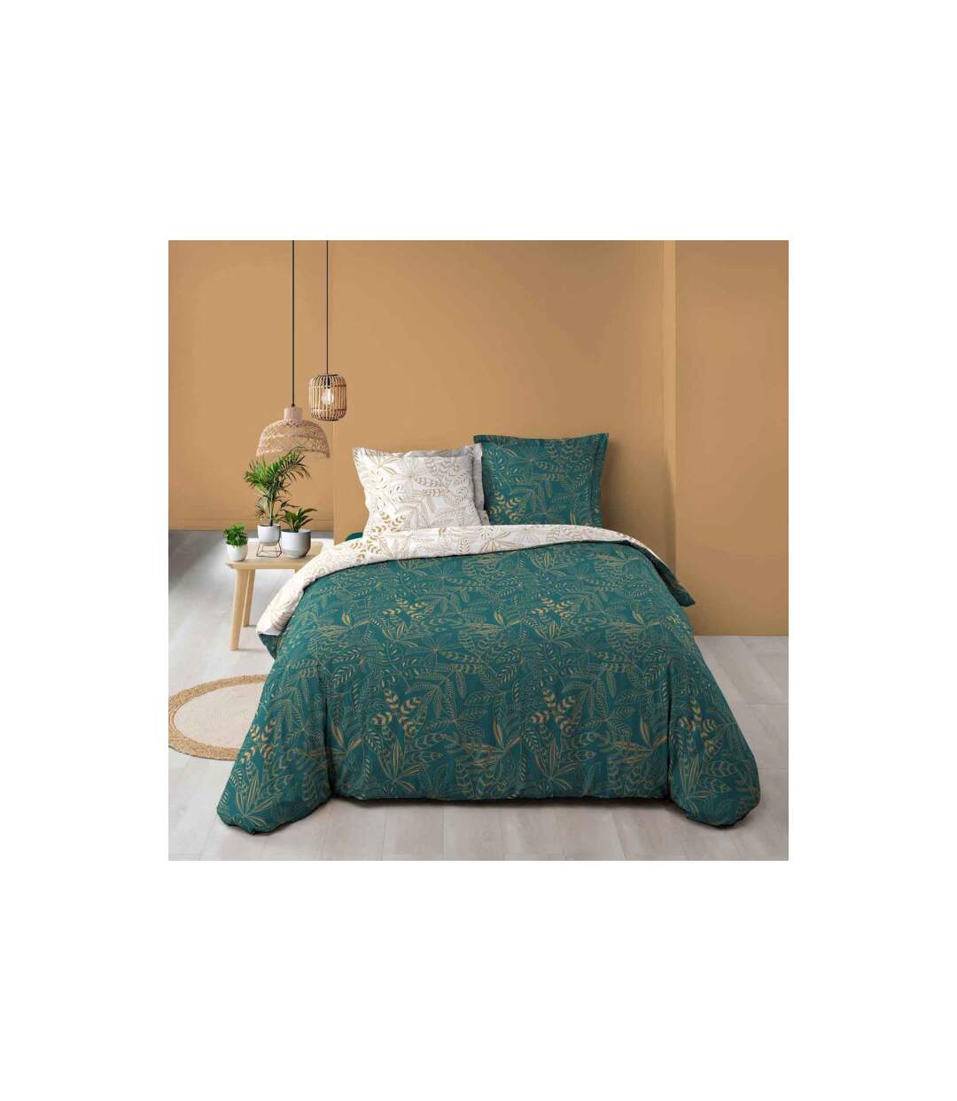Parure de Lit 3 Pièces Belflor 240x220cm Émeraude-1