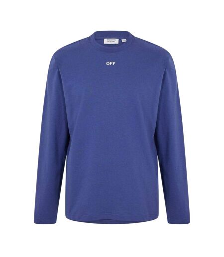 Mens Crew Neck Regular Long-sleeved T-shirt Dark Blue White Off White