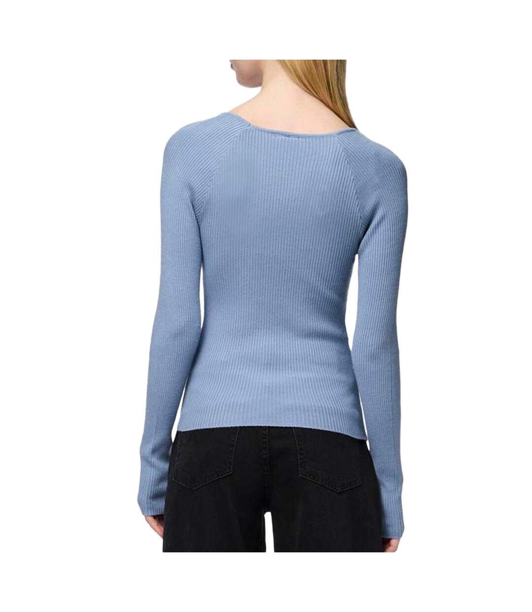 T-Shirt manches longues bleu femme pieces kalu-2