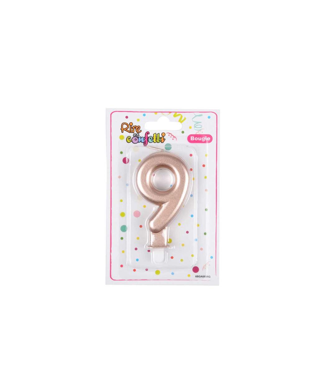 Bougie d'Anniversaire Chiffre 9 7cm Rose Gold-2