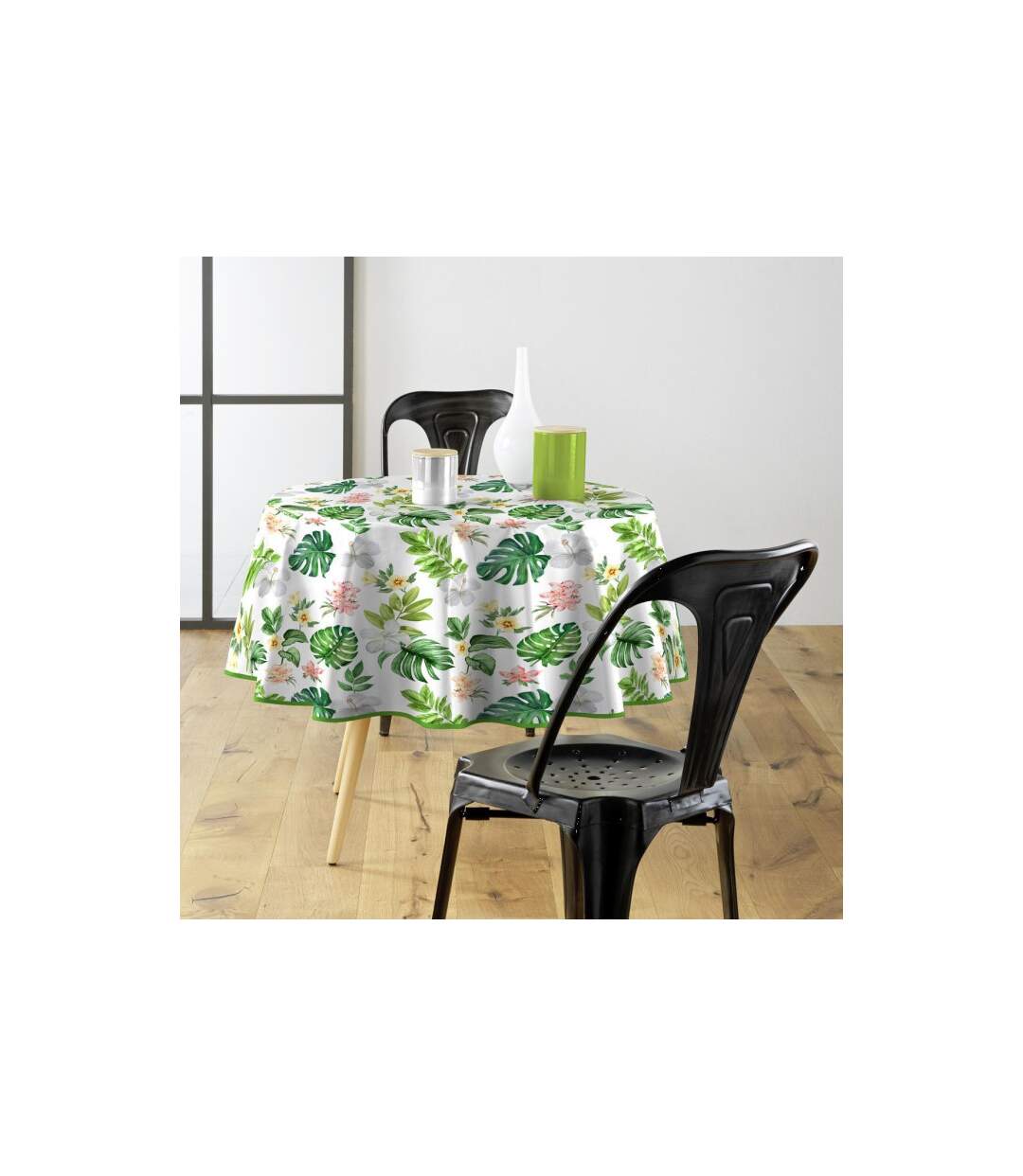 Nappe Toile Cirée Ronde Baleares 160cm Vert-1