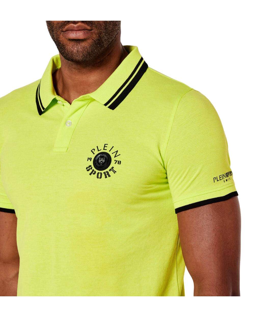 Polo Motif/style Grand Logo Homme Vert Citron Plein Sport-3