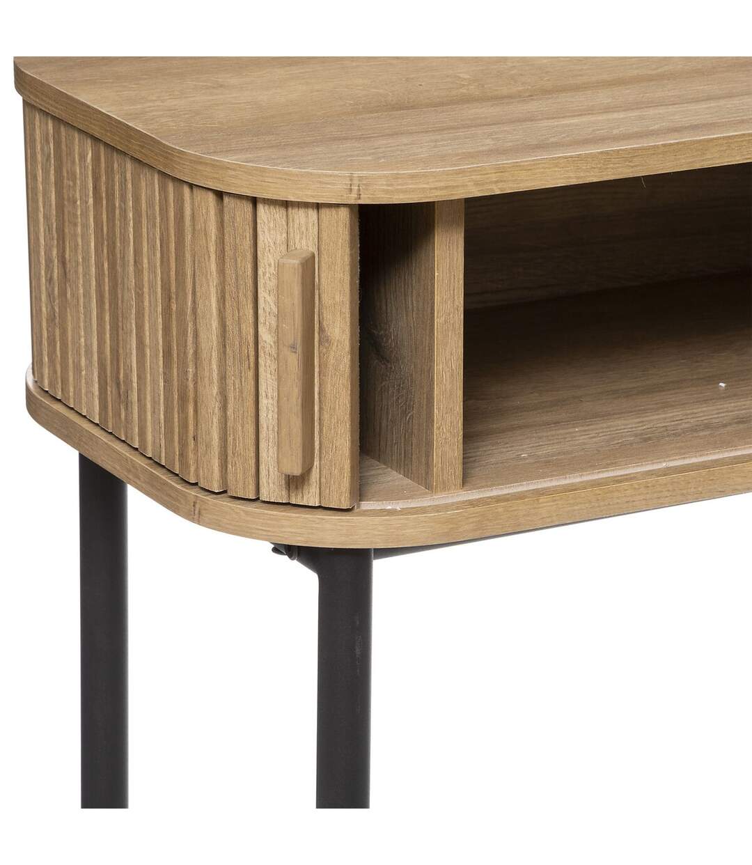Console 2 portes coulissante Colva - Marron et noir-3
