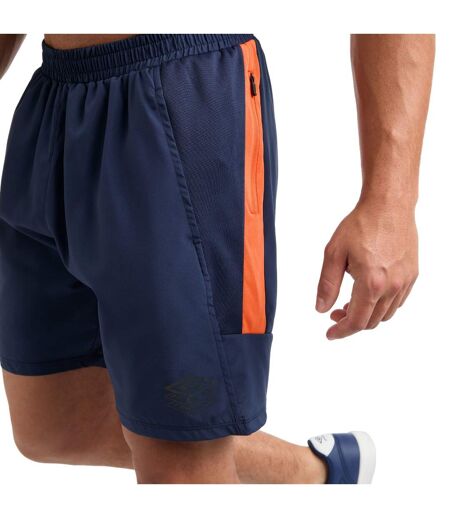 Umbro Mens Pro Woven Training Sweat Shorts (Dark Navy/Vermillion Orange)