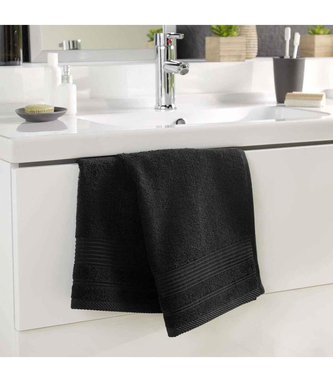 Serviette de Toilette Tendresse 50x90cm Noir-2