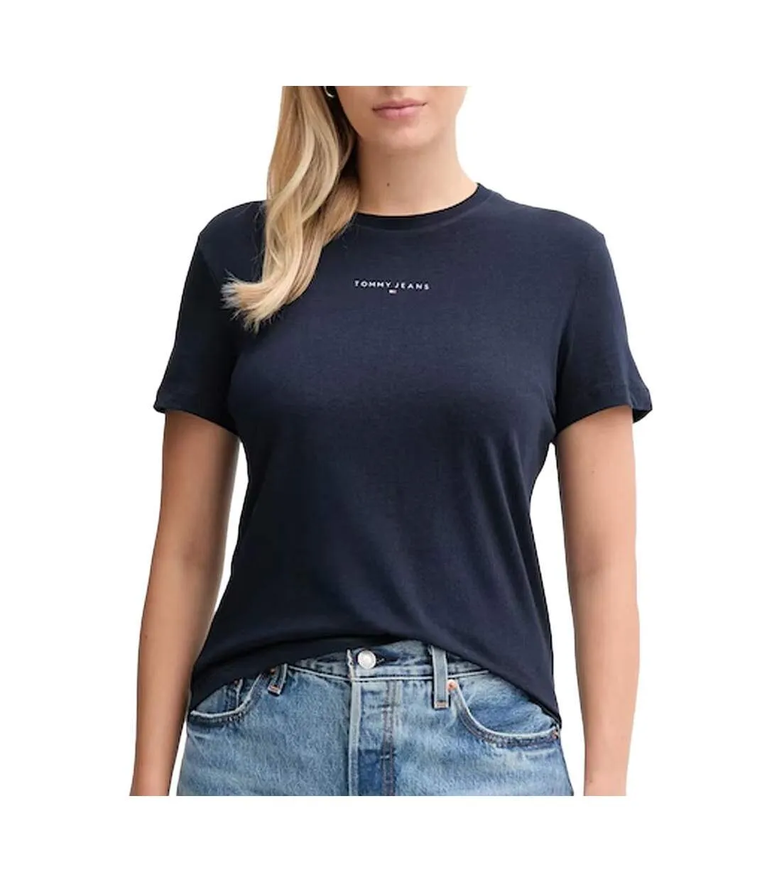 T-Shirt marine femme tommy hilfiger linears-1