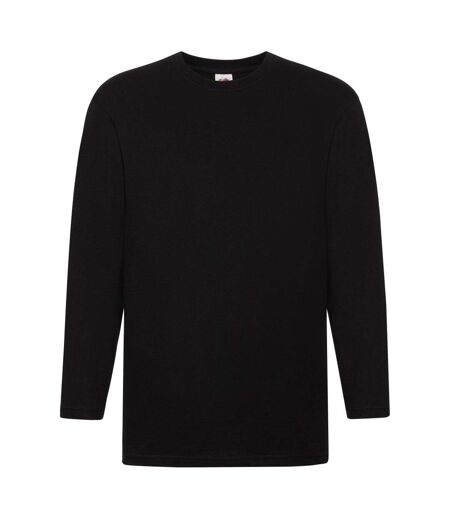 Fruit Of The Loom Mens Super Premium Long Sleeve Crew Neck T-Shirt (Black)