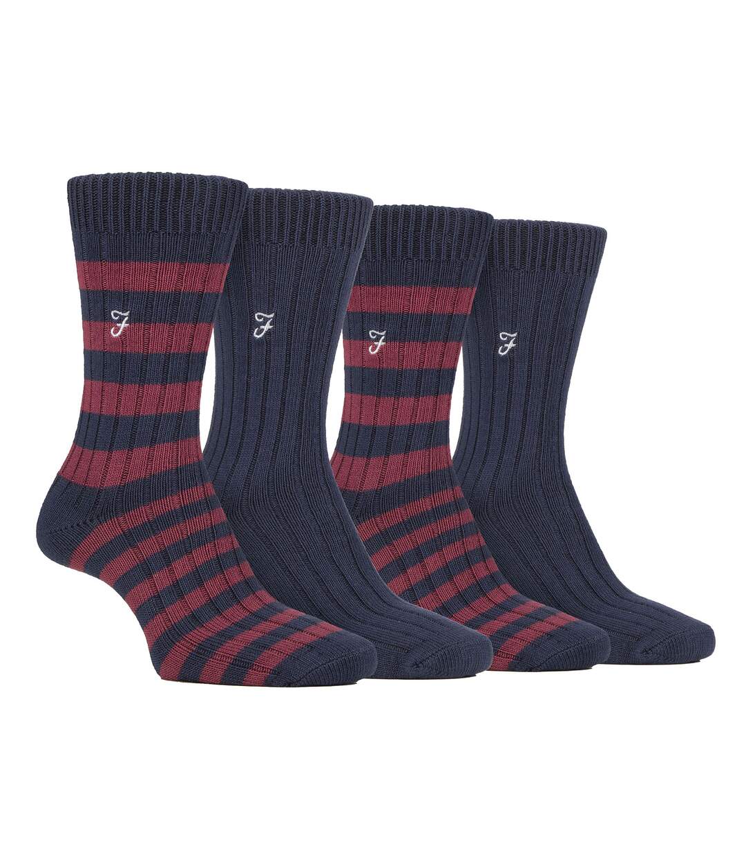 Farah - 4 Paires Chaussettes Rayées Bambou Créateur L'été | Chaussettes Brodées