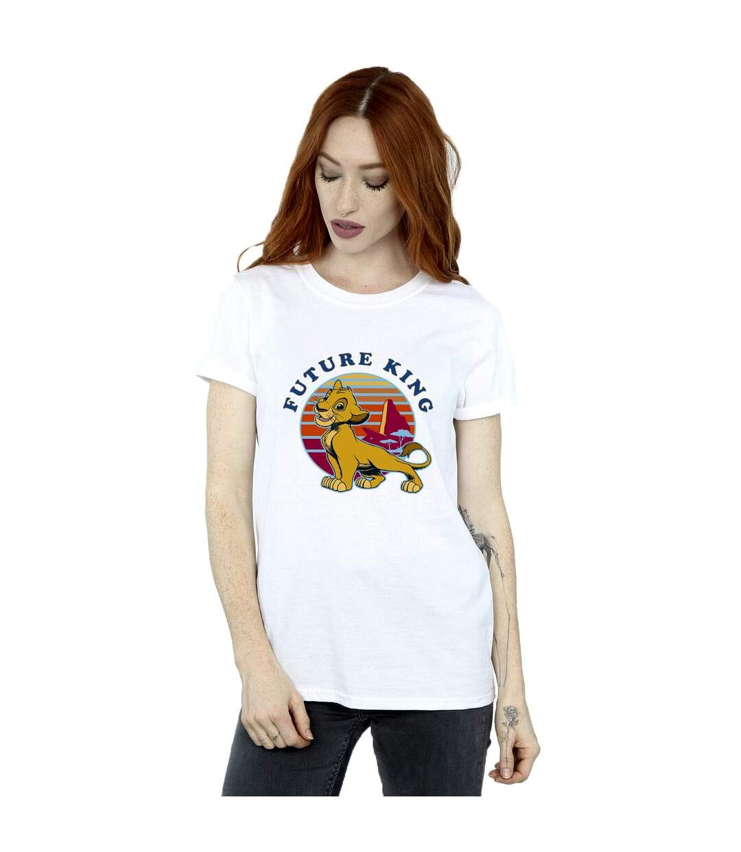 Disney Womens/Ladies The Lion King Future King Cotton Boyfriend T-Shirt (Blanc) - UTBI29473-2