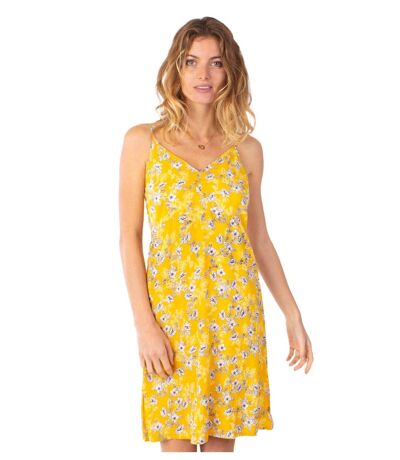 Robe courte fines bretelles BEA fleurie jaune Coton Du Monde