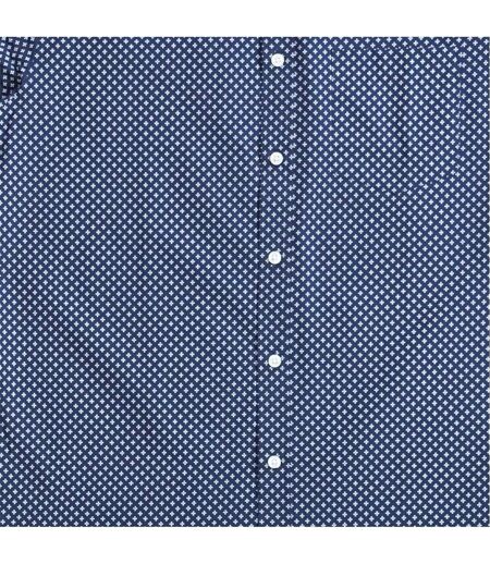 Chemise Manches Courtes Homme Bleu Marine Blanc Fabric