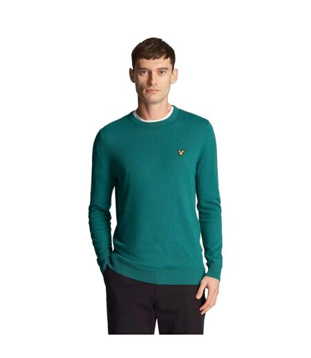 Mens cotton merino crew neck sweater court green Lyle & Scott