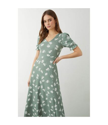 Dorothy Perkins Womens/Ladies Ditsy Print Short-Sleeved Midi Dress (Khaki) - UTDP2146