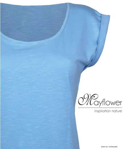 Tee-shirt MAYFLOWER DELHI3 sans manches : fraîcheur azur en coton flammé