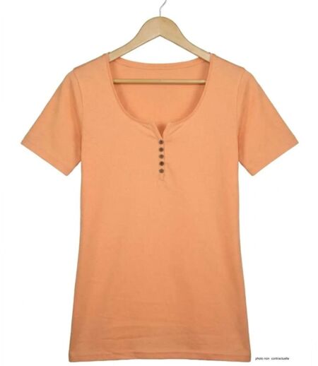 Tee-shirt MAYFLOWER DETROIT1 en coton bio : douceur et style col boutonné orange
