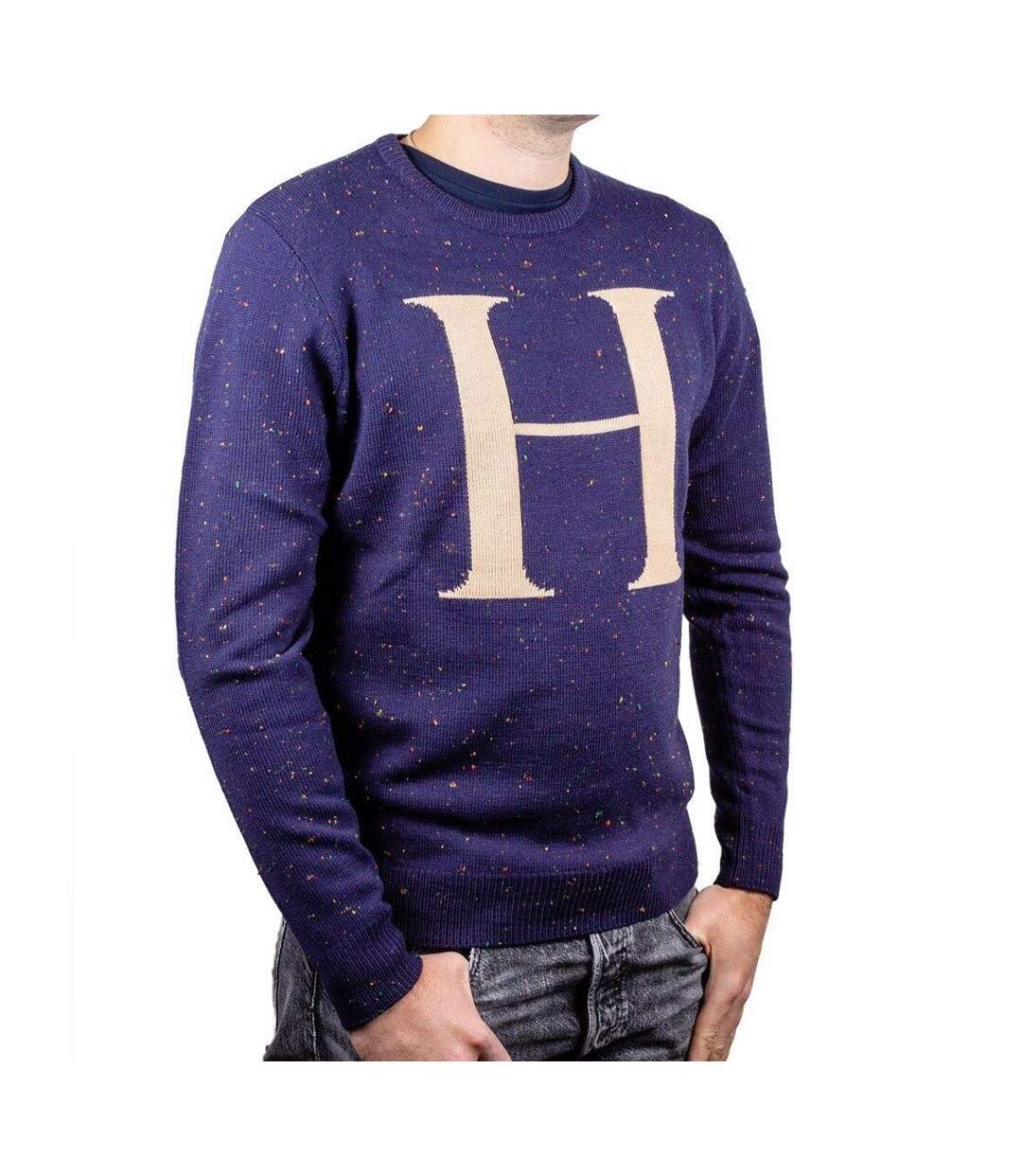 Sweat Noël Motif/style H Letter Homme Bleu Marine Rose Clair Harry Potter-3