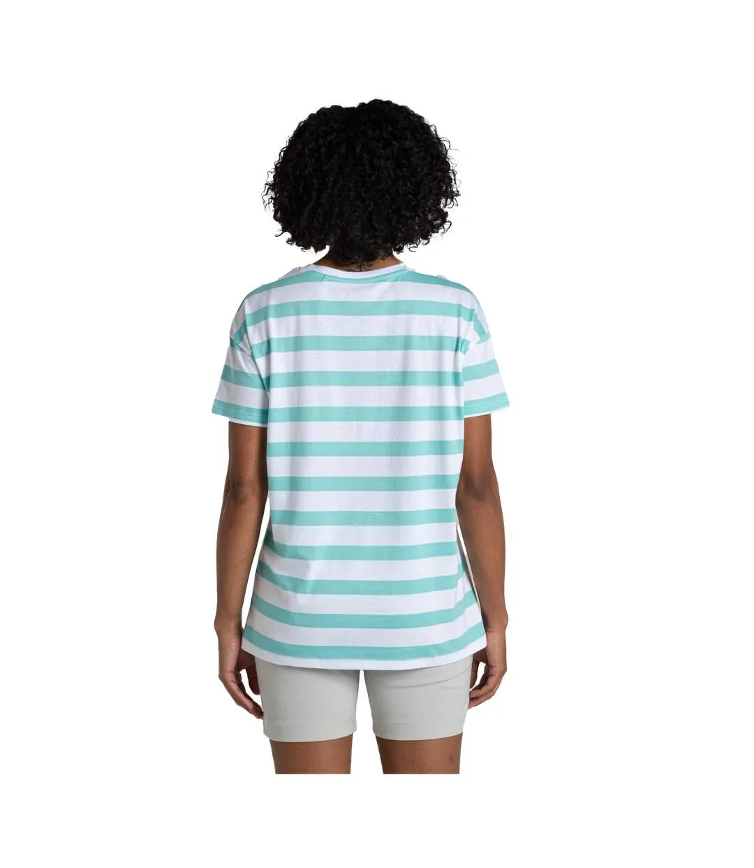 Womens/ladies Yago Stripe T-shirt Aqua Sky Craghoppers-3