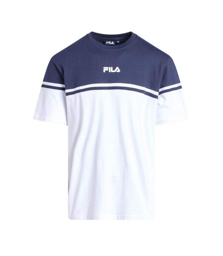 T-shirt blanc/marine homme fila print