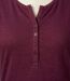 MAYFLOWER NINON4 : Tee-shirt manches longues prune en coton flammé avec patte boutonnée-4