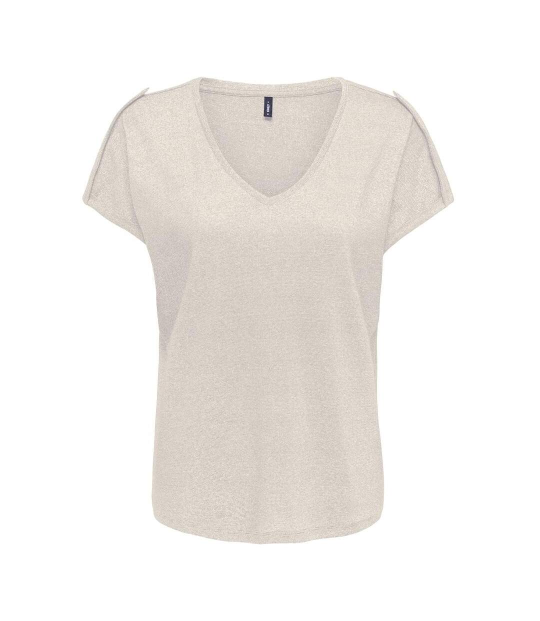 T-Shirt beige femme only rabi-1