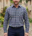 SEDETEX L100 — Chemise à carreaux manches longues bleue : chaleur en Coton gratté et dos long 100 cm-1