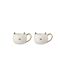 Lot de 2 Mugs en Porcelaine Chat 400ml Blanc & Or