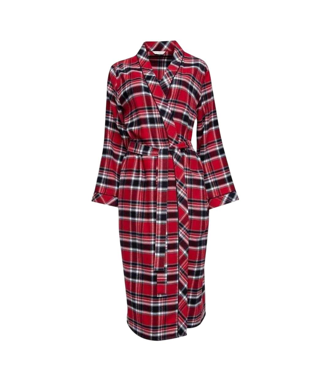 Robe De Chambre Motif/style À Carreaux Femme Rouge Noir Cyberjammies-1