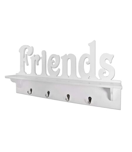 Patère Murale 4 Crochets Friends 60cm Blanc