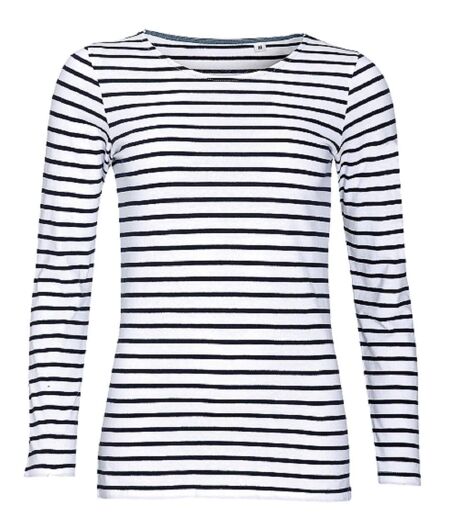 T-shirt rayé marinière - Femme - 01403 - bleu marine