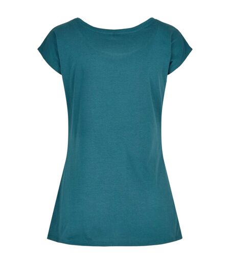 Womens/ladies Wide Neck T-shirt Teal Build Your Brand