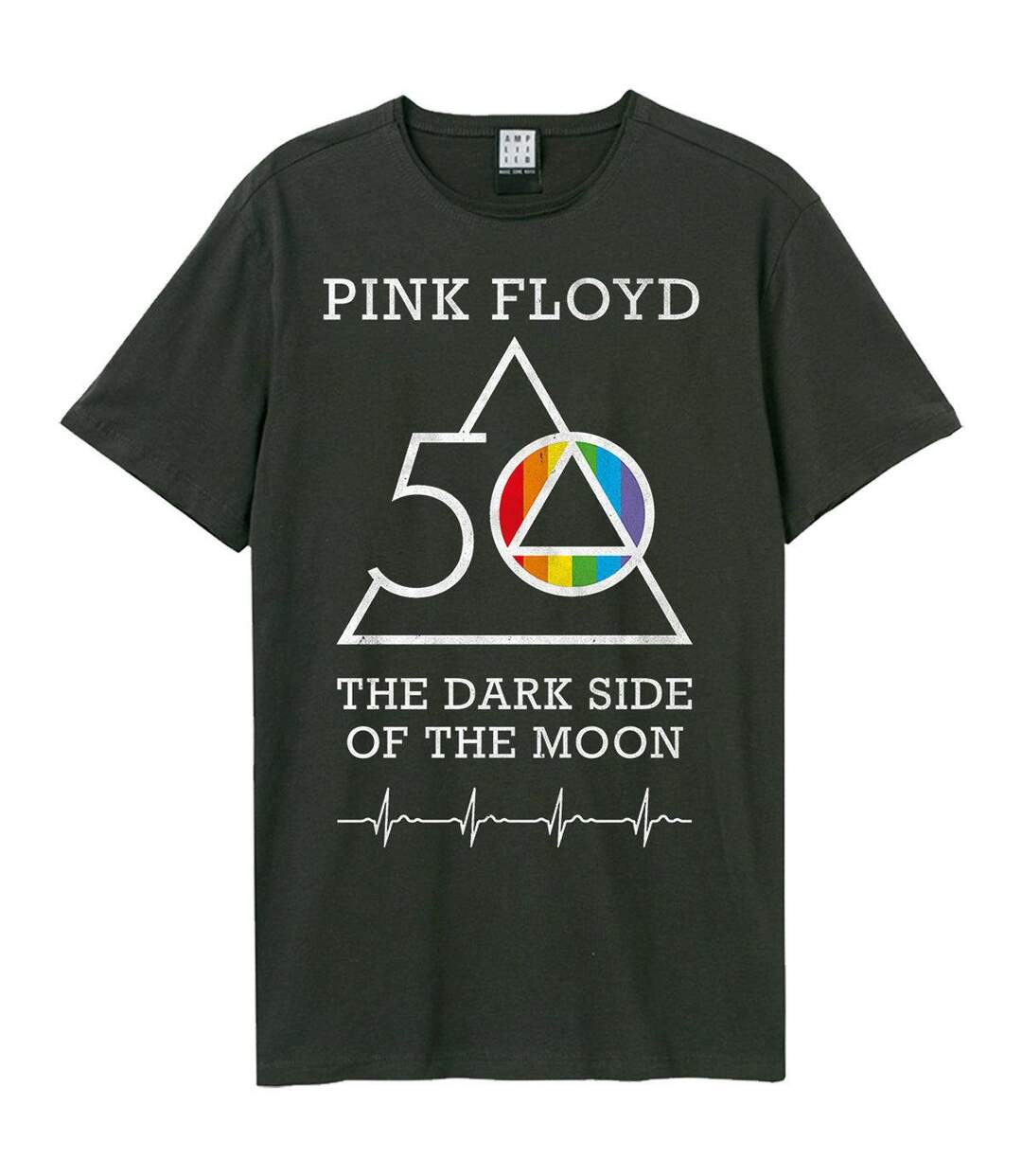 Unisex Adult 50th Anniversary Pink Floyd T-shirt Charcoal Amplified-1