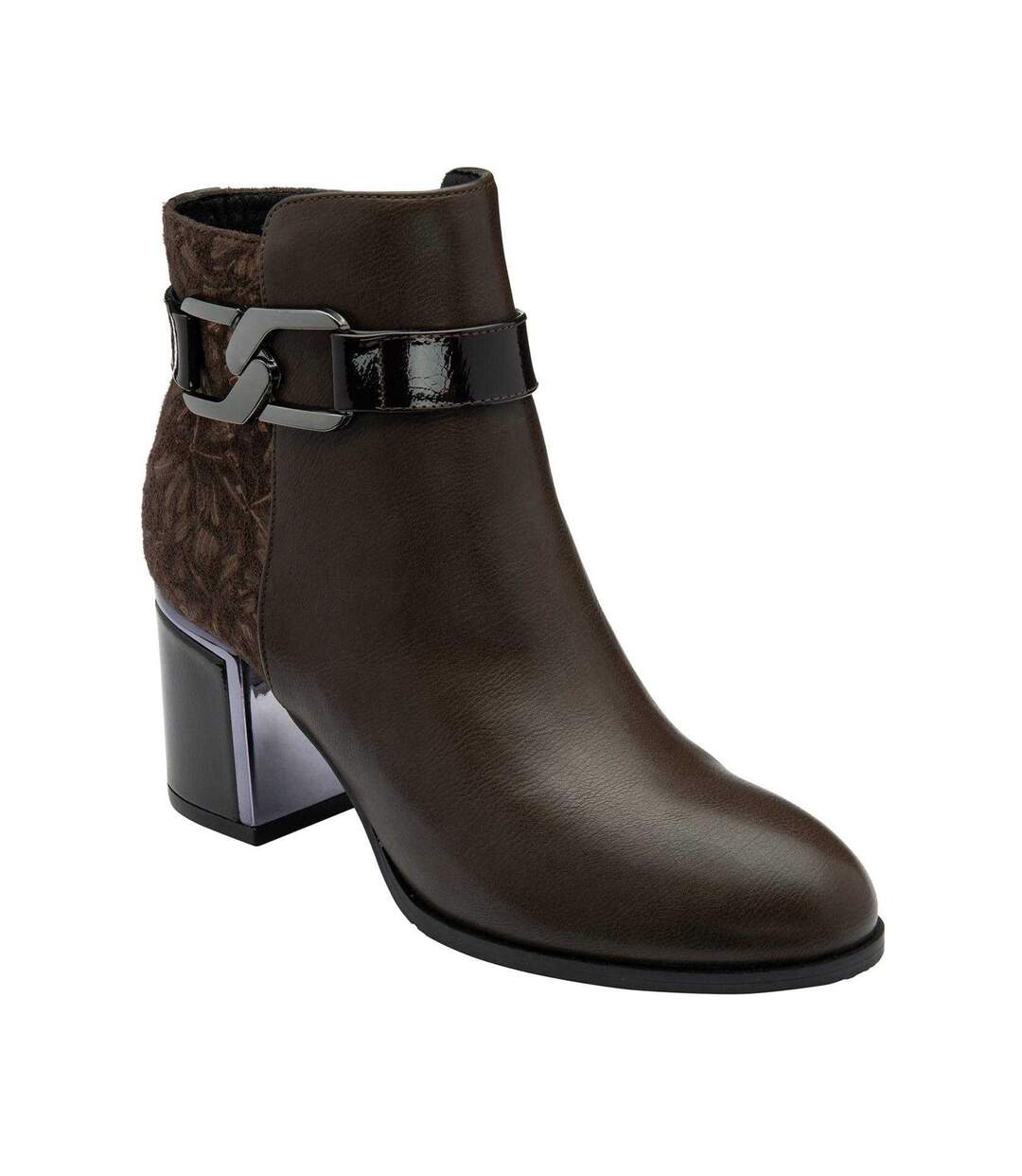Womens/ladies Adelaide Leather Block Heel Ankle Boots Brown Lotus Shoes-1