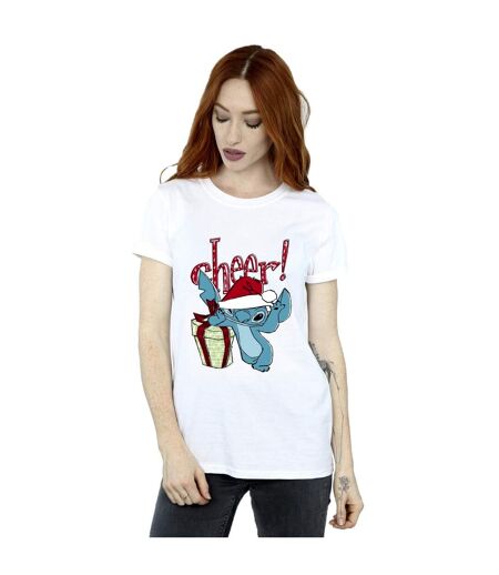Disney Femmes/Les femmes Lilo And Stitch Cheer Cotton Boyfriend T-Shirt (Blanc) - UTBI30058