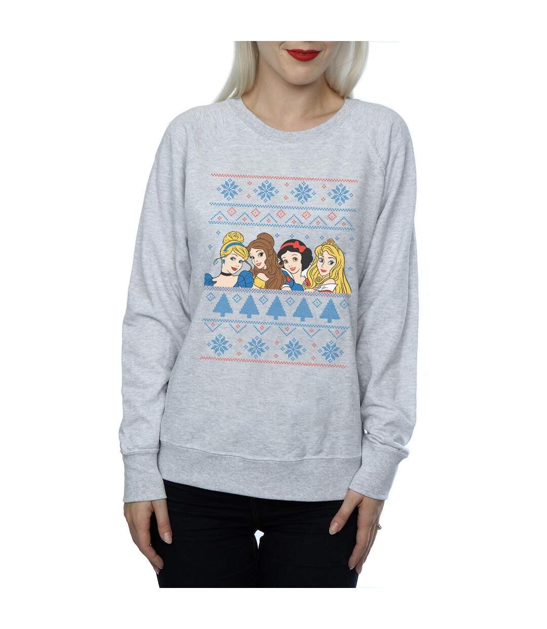 Disney Princess - Sweat CHRISTMAS FACES - Femme (Gris chiné) - UTBI10023-3