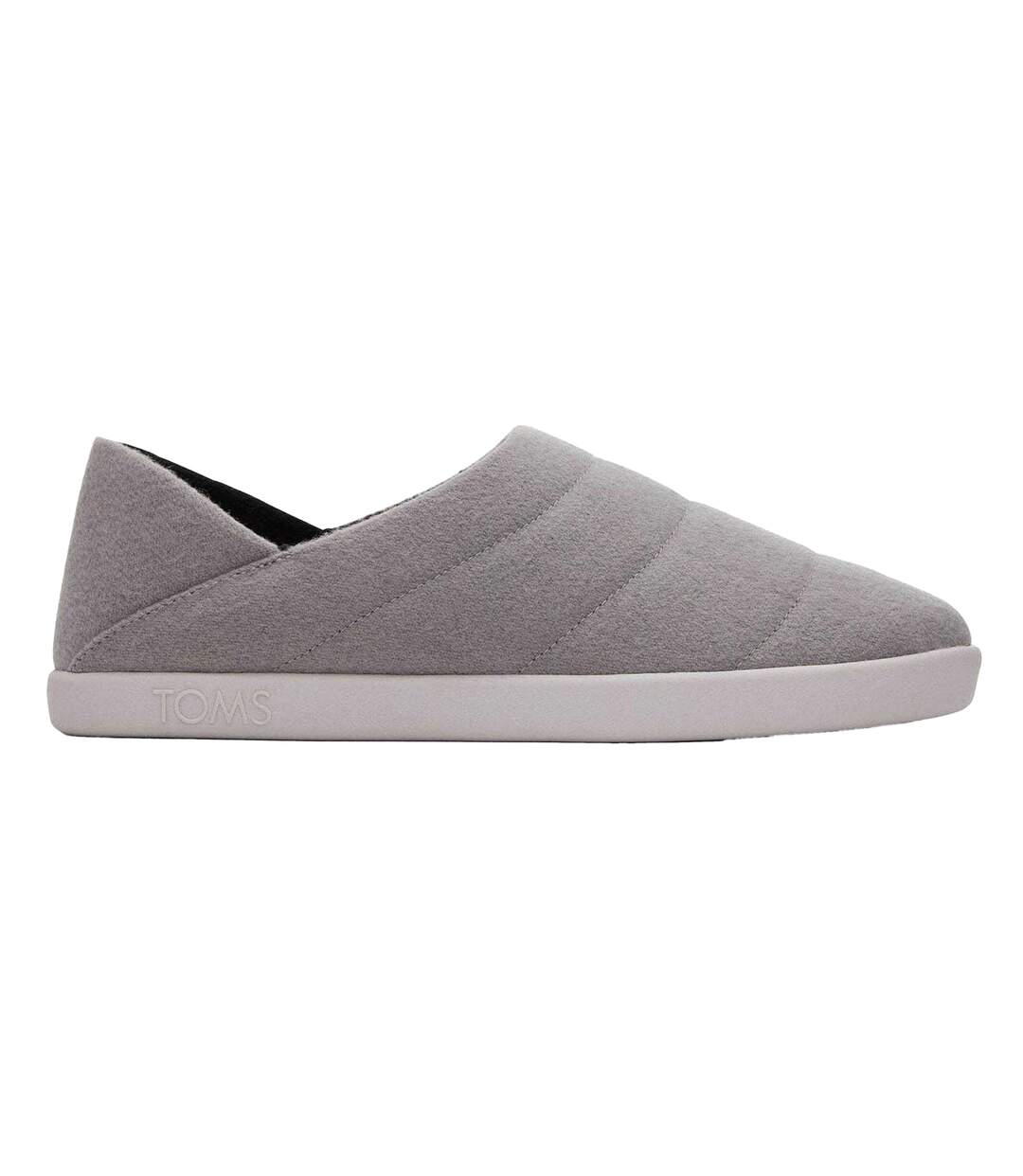 Womens/ladies Quilted Flat Slippers Grey Toms-1