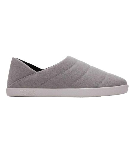 Womens/ladies Quilted Flat Slippers Grey Toms