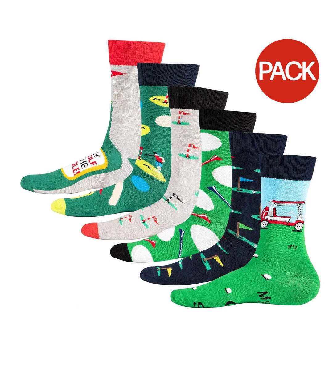 Pack Of 6  Mens Golf Ball Cotton Socks  Multicoloured Soxy-2