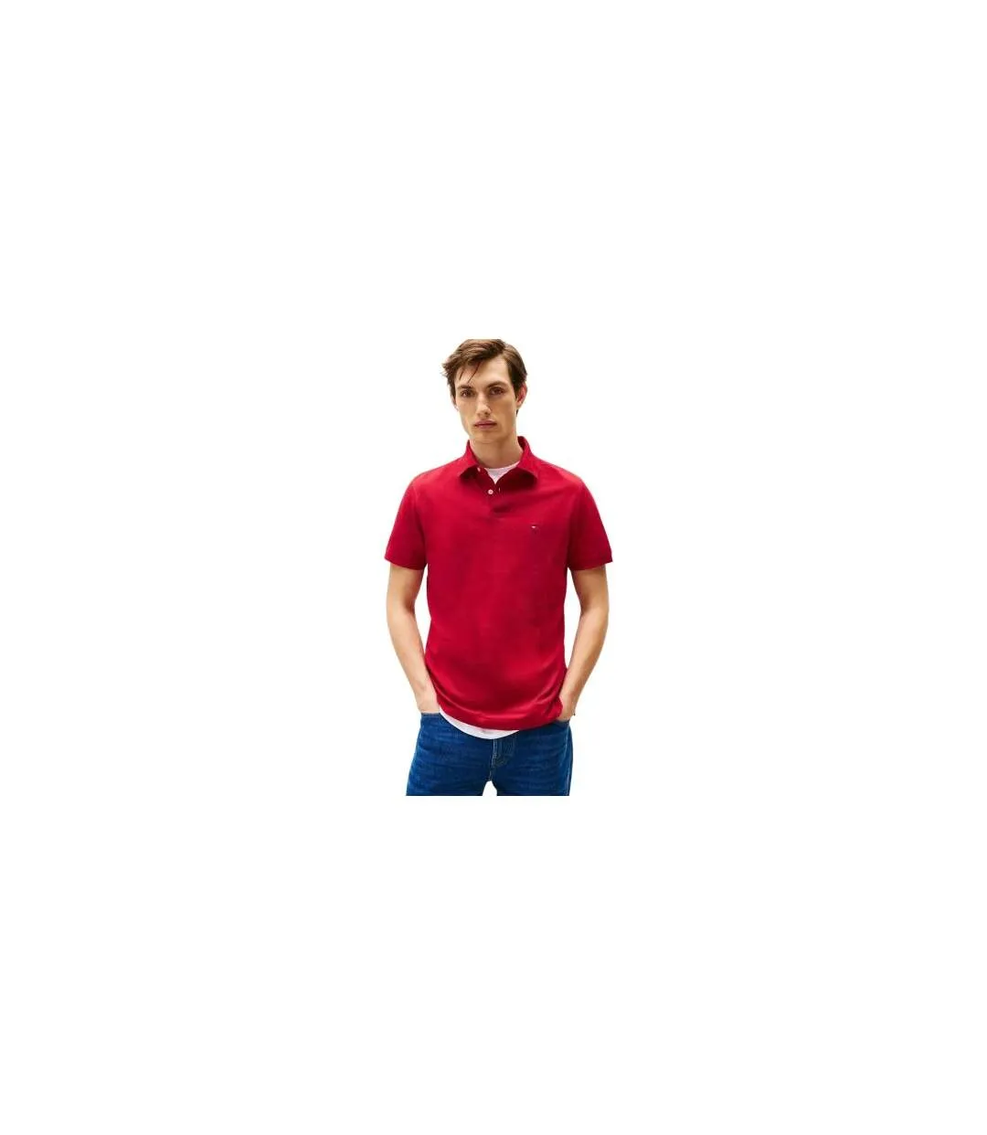 Mens 1985 Embroidered Logo Polo Shirt Red Tommy Hilfiger-1