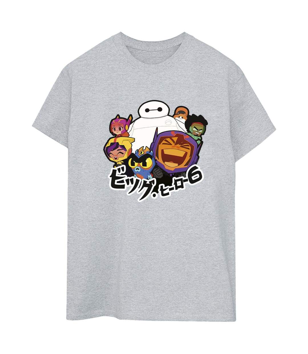 Disney Femme/Les femmes Big Hero 6 Baymax Group Manga Cotton Boyfriend T-Shirt (Gris sportif) - UTBI15764-1