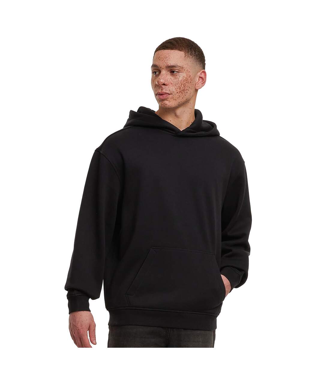 Mens Loose Fit Hoodie Black Build Your Brand-1