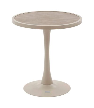 Table de jardin bistro ronde en aluminium effet bois 2 places OVIALON - Lin et argile