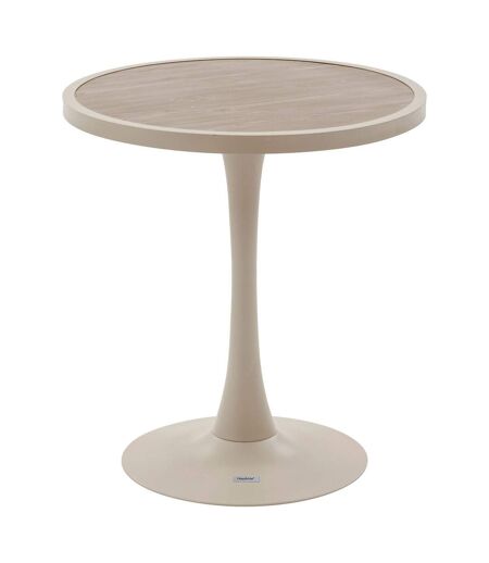 Table de jardin bistro ronde en aluminium effet bois 2 places OVIALON - Lin et argile