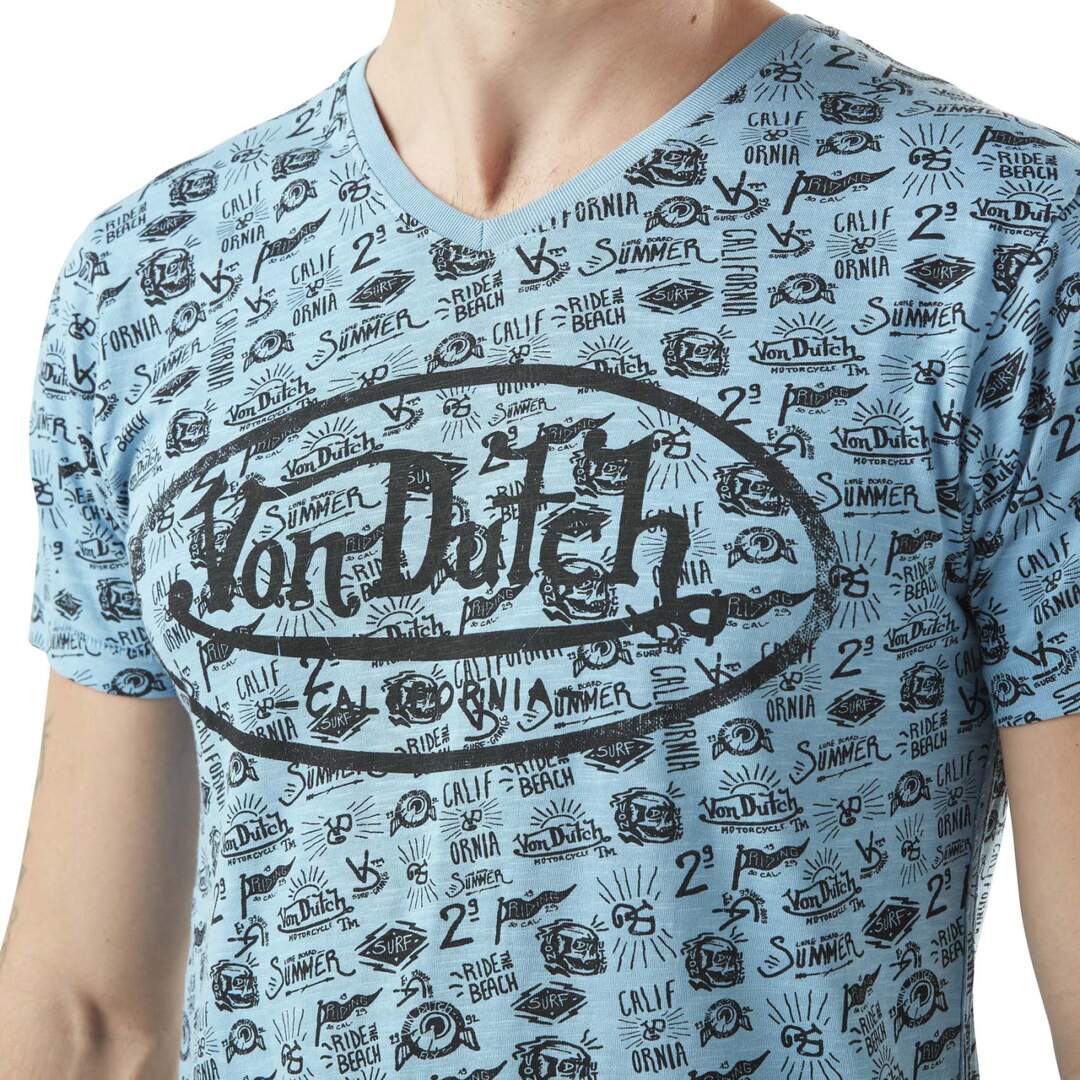 T-shirt homme col v imprimé en coton Tyron Vondutch-2