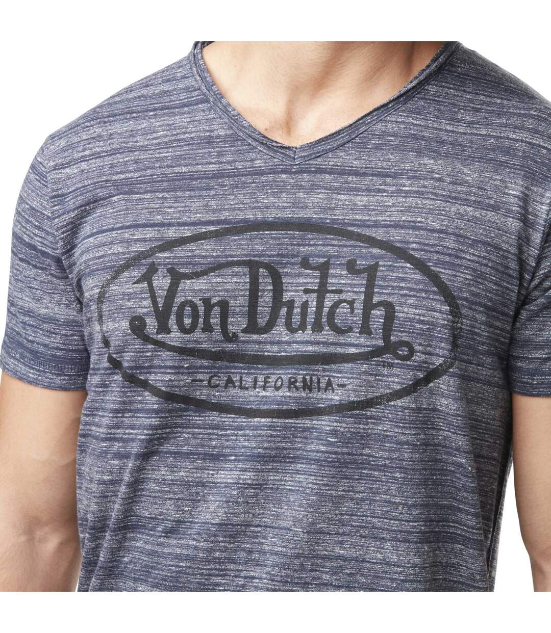 T-shirt homme col v avec traitement en coton Ron Vondutch-2