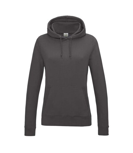 Womens/ladies college cotton hoodie charcoal Awdis