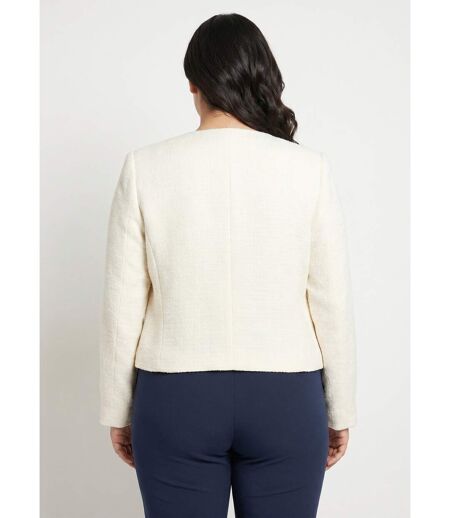 Veste courte droite boutonnée tissu natté uni