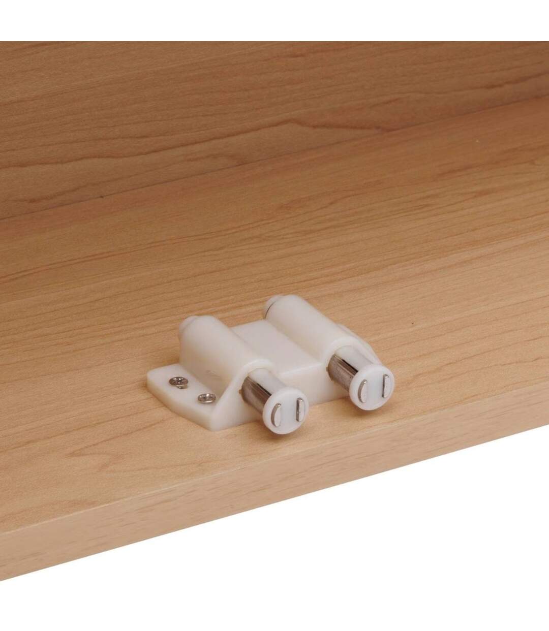 Armoire de salle de bain 2 portes avec miroir effet bois clair LIORA - Beige-5